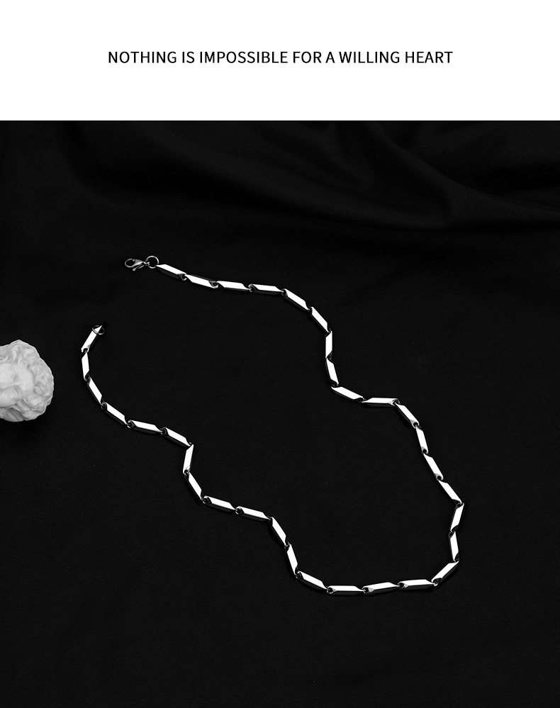 项链男潮嘻哈锁骨链男士轻奢小众设计高级感钛钢毛衣链子男生颈链详情7