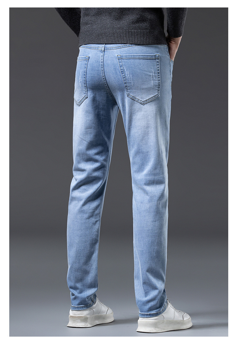 高端潮流牛仔裤男士秋冬新款轻奢时尚修身小脚百搭弹力休闲长裤子详情30