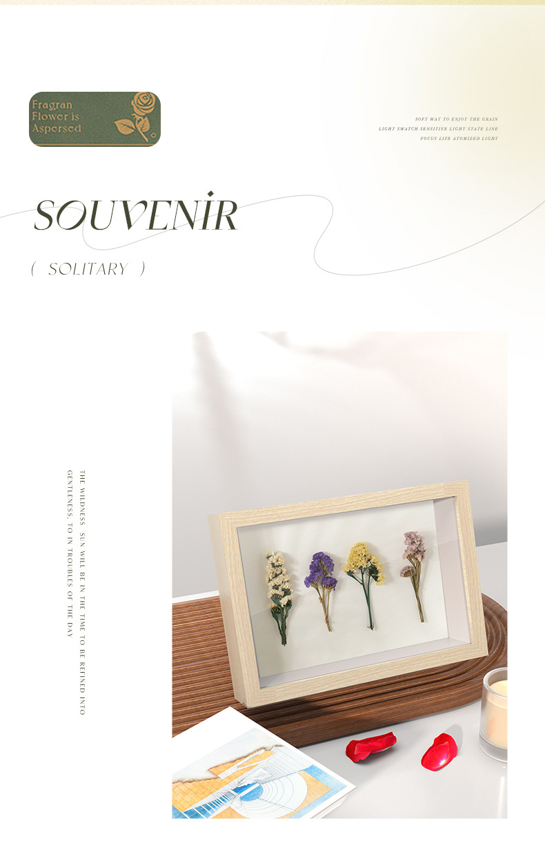 Light painting, hollow photo frame, picture frame wholesale, three-dimensional dried flower frame, display stand, decorative item, solid wood photo frame, diy frame, wall hanging pic 4