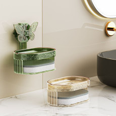 Household wall-mounted butterfly suction cup soap box pic 2