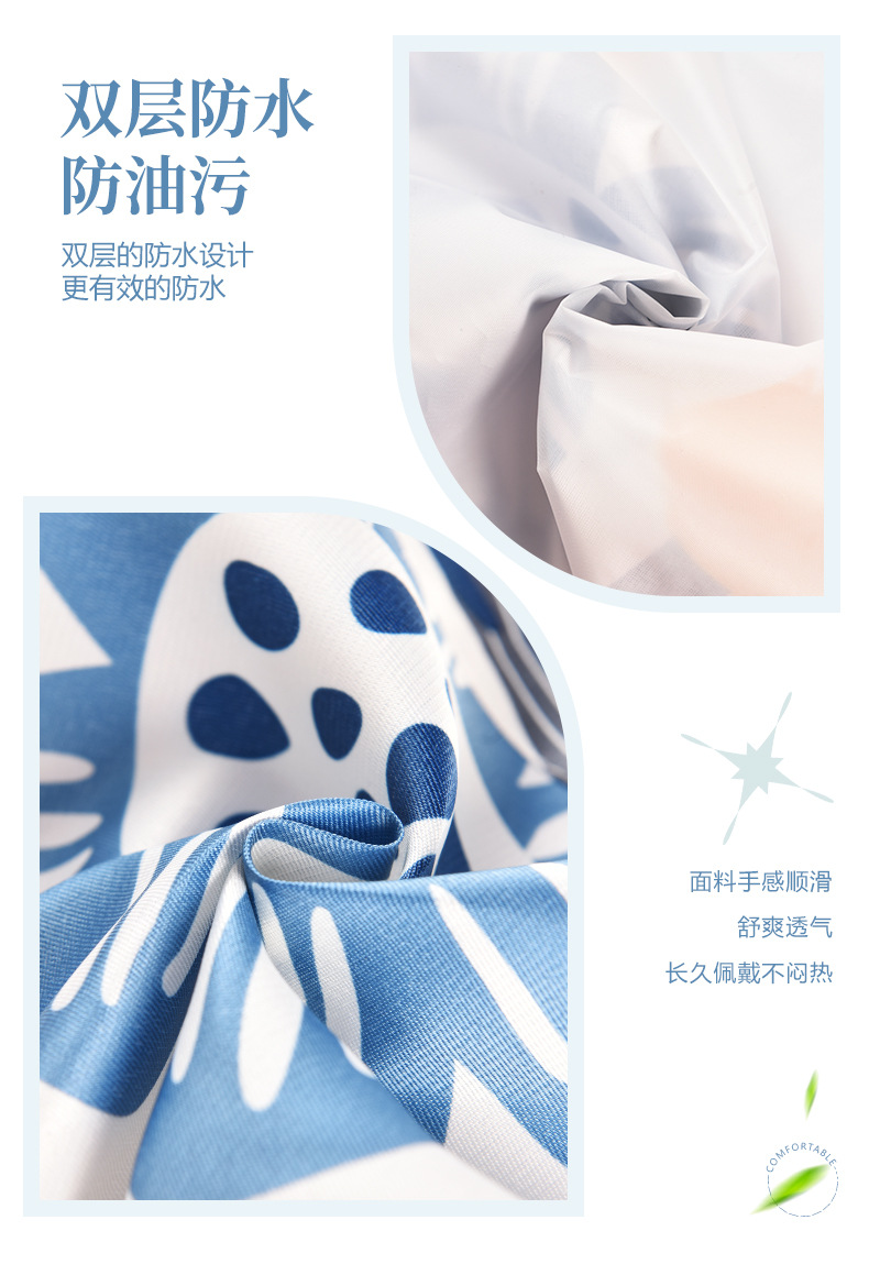 厂家批发厨房工厂实用双层印花防水防油防污围裙轻薄型款涤纶围裙详情6