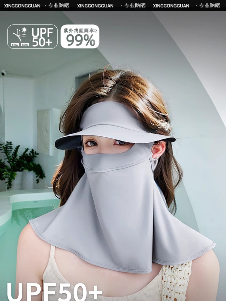 晒面罩夏季新款防紫外线女脸基尼遮阳全脸一体护颈冰丝骑行口罩详情1