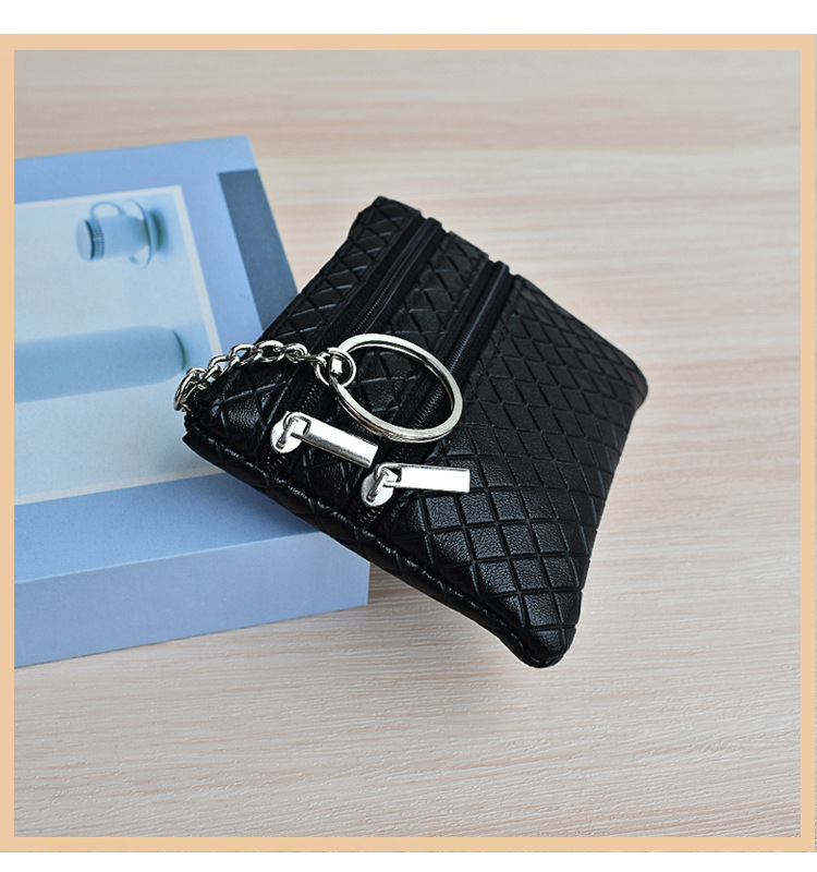 包包女新款简约女士零钱包格纹复古钥匙包小巧便携菱格软面卡包详情11