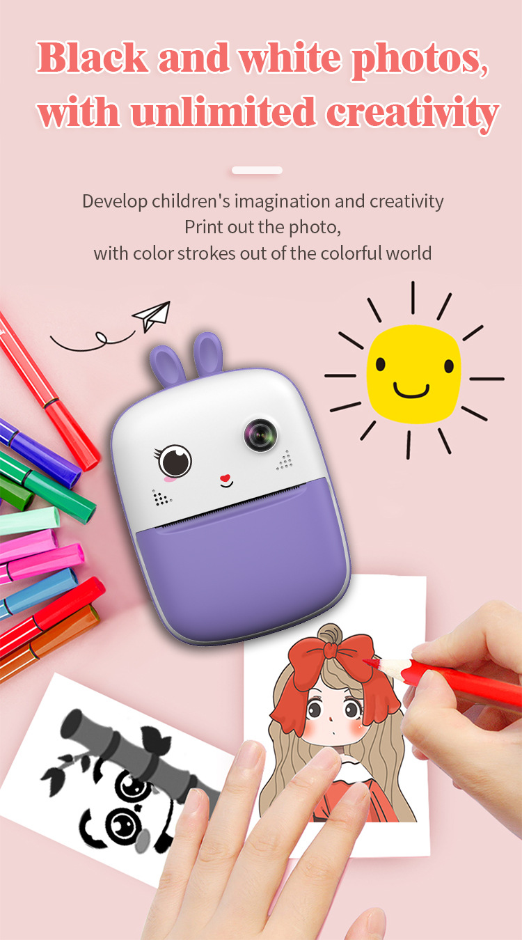 跨境批发儿童拍立得打印相机高清拍照录像源厂代发卡通玩具礼盒详情10