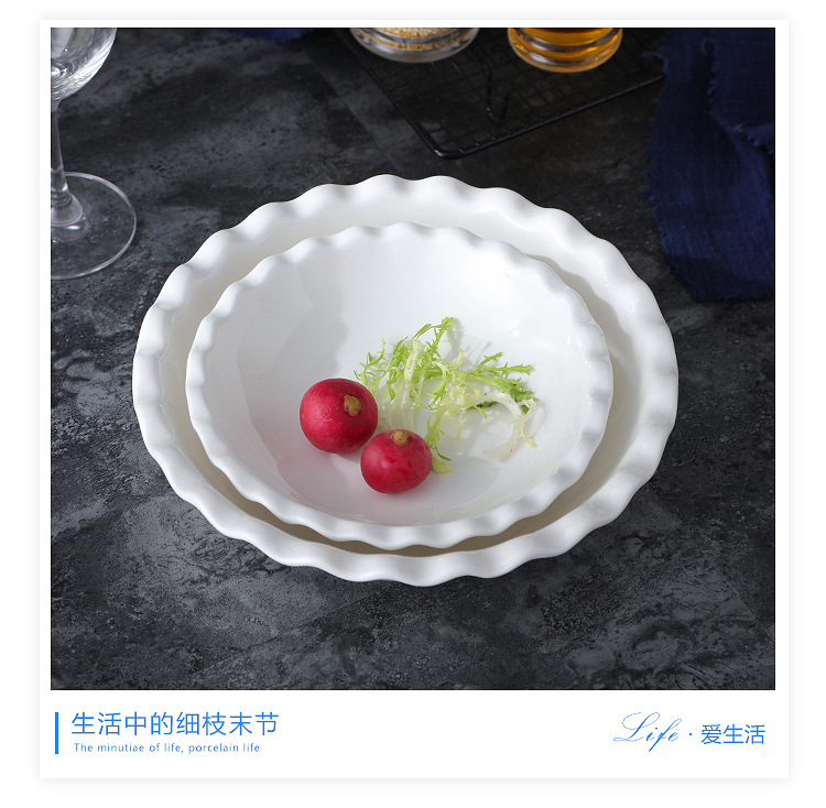 陶瓷大汤碗白色沙拉碗汤盘太阳碗家用菜盘异形碗酒店饭店商用餐具详情15