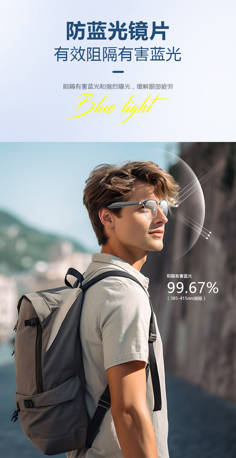 触摸智能蓝牙音频眼镜钛金属框无线多功能可开车通话音乐骑行眼镜详情7