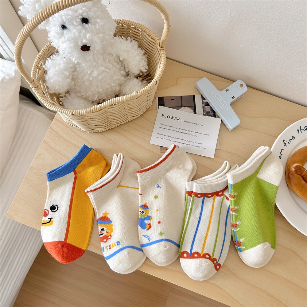 Quirky clown boat socks for women spring and summer, thin, low-top, shallow-mouth short socks, cotton boneless socks, wholesale of Zhuji socks pic 1