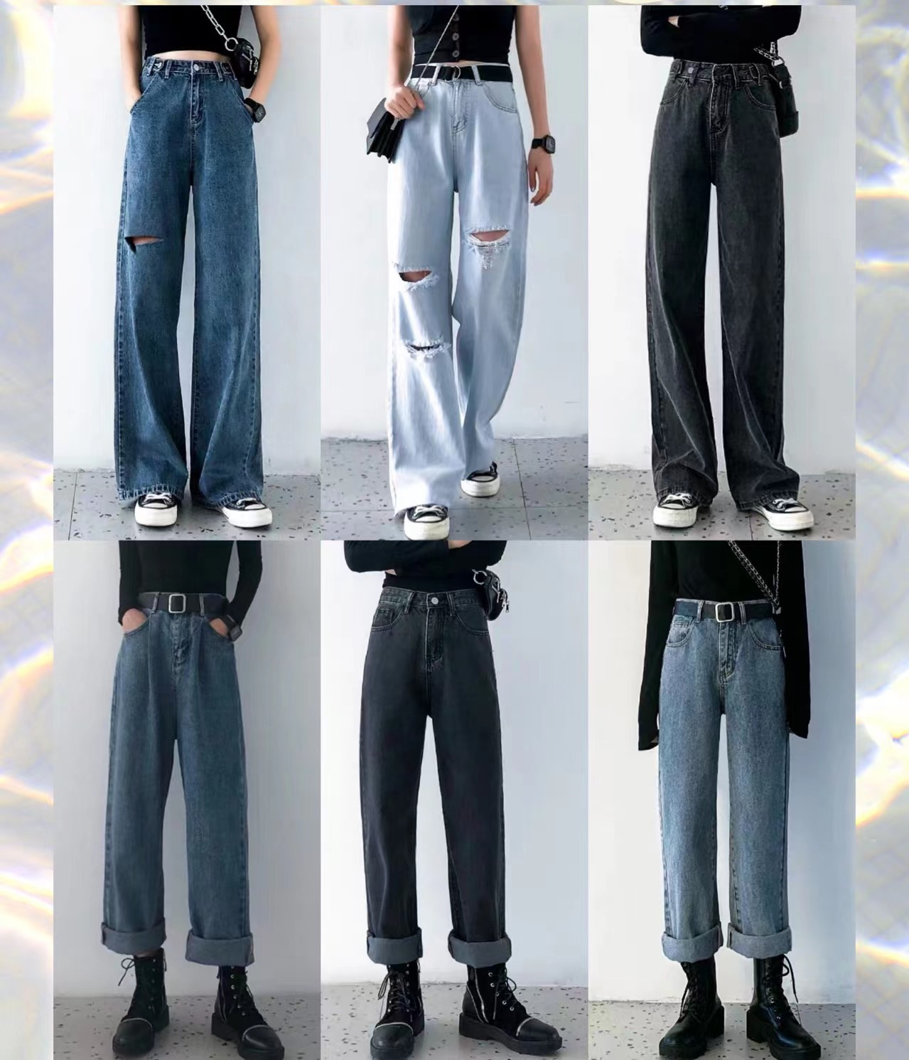 2022 Summer new style denim long pants for women, Korean high-waisted, slimming, floor-length wide-leg pants, wholesale from foreign trade street stalls pic 10