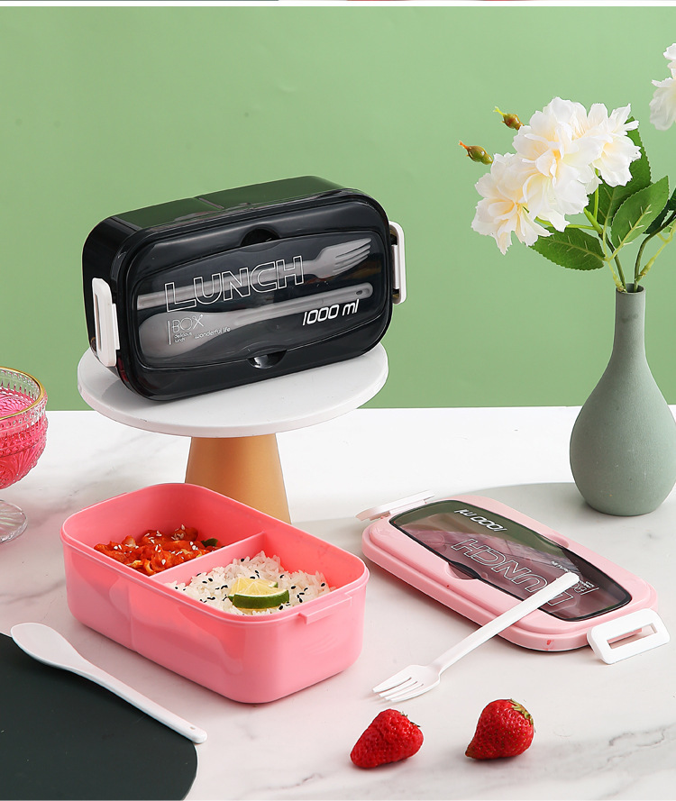 ins风微波炉加热塑料密封防漏分格带盖餐具饭盒 轻食沙拉盒酱料盒详情18