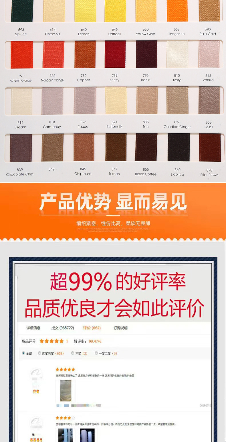 Double-sided matte webbing, thickened Korean version polyester-cotton jewelry, trophy decoration accessories, bows, colorful ribbons wholesale pic 18