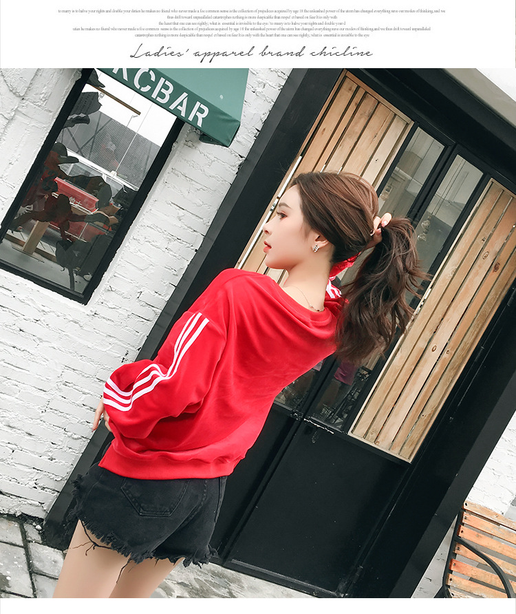 Velvet loose Korean-style hoodie for women, long-sleeved, lettered, laid-back style bf Harajuku jacket top pic 33