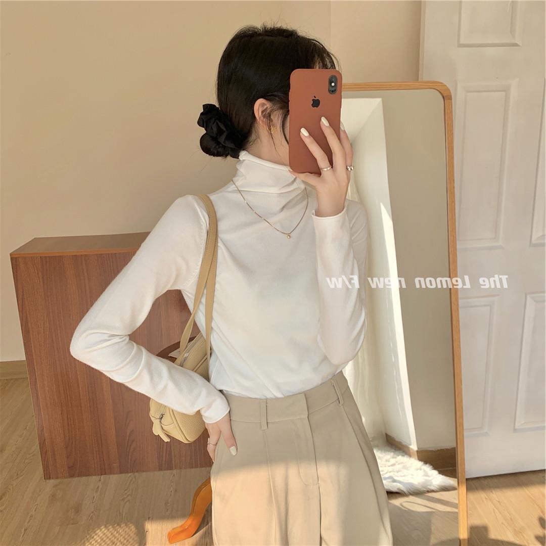 秋冬新款女装高领卷边打底衫糖果色修身保暖基础款仿羊绒衫毛衣女详情37