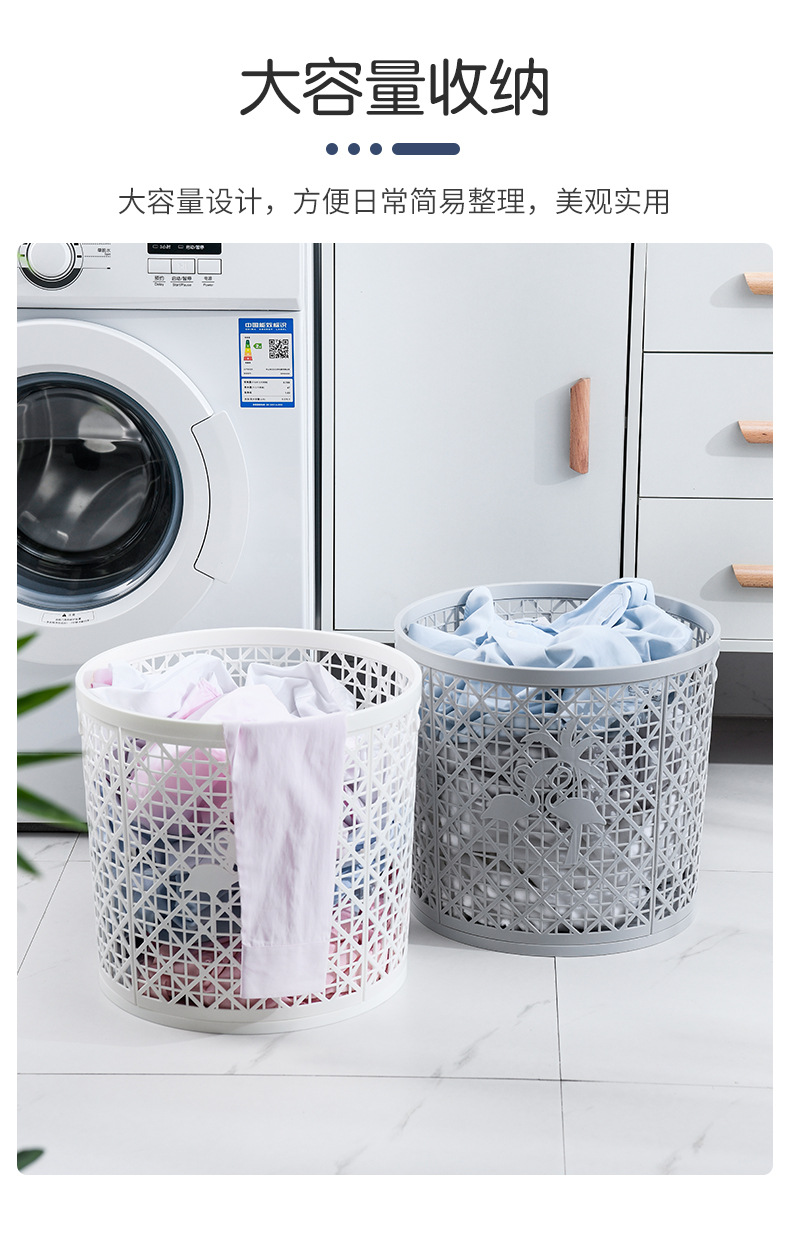 Hollowed-out colorful round household laundry basket, new large dirty clothes basket, metal toy storage bucket, storage basket, batch pic 4