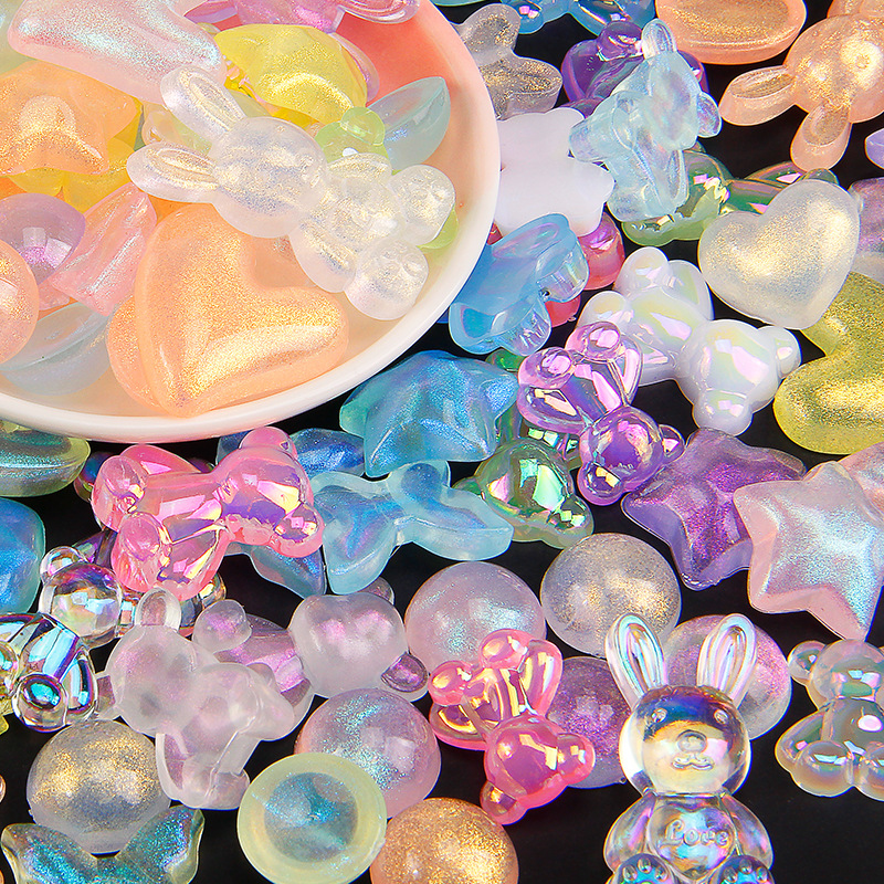 奶油胶 珠光炫彩亚克力小熊 爱心 蝴蝶结手工diy材料发夹发饰配件详情5