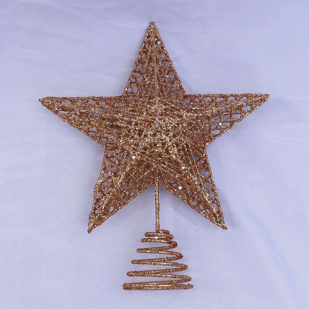 2025圣诞树顶星 铁艺发光带灯立体五角星 树顶星金粉圣诞树顶装饰详情9