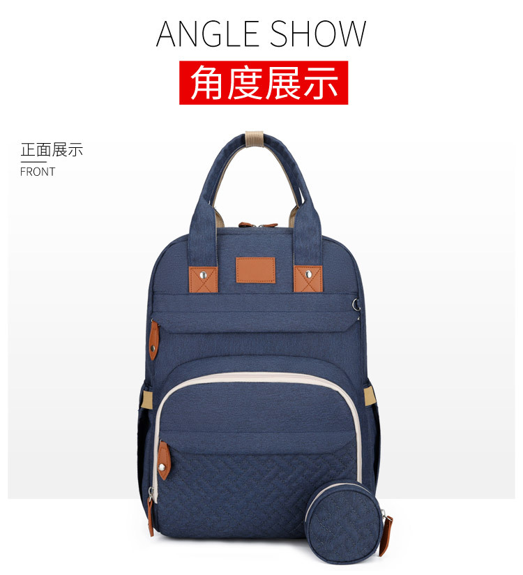 Factory direct sales: New multi-functional mummy bag, double-shoulder baby bed backpack, large-capacity waterproof bag with pacifier, embroidered thread pic 20