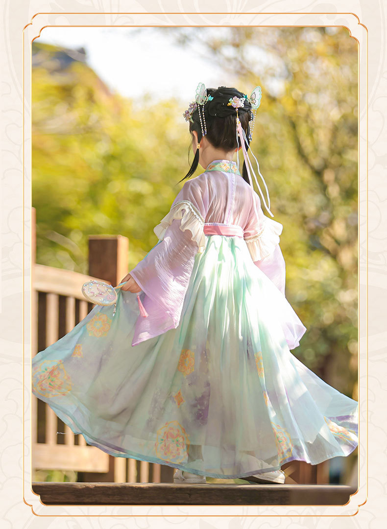 国潮女童汉服夏季新款儿童唐制古装公主连衣裙小女孩古风演出襦裙批发详情14