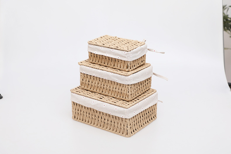 Imitation rattan woven fabric storage basket, dirty clothes, socks, tissue storage box, rectangular dried fruit and snack storage basket set pic 19