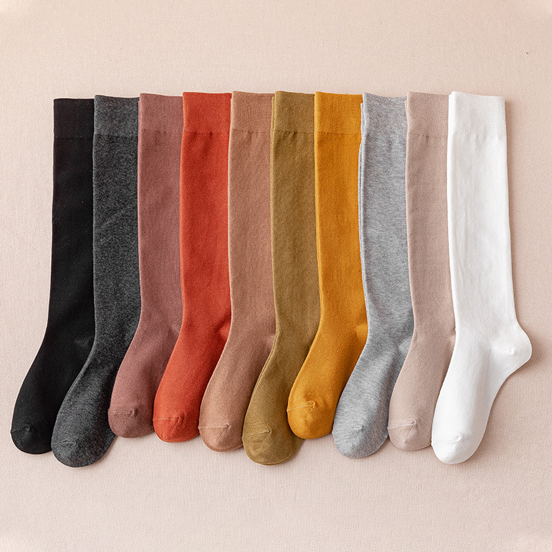 New solid color calf socks for autumn and winter, slimming legs, JK socks, Japanese student knee-length cotton socks, cross-border distribution pic 11