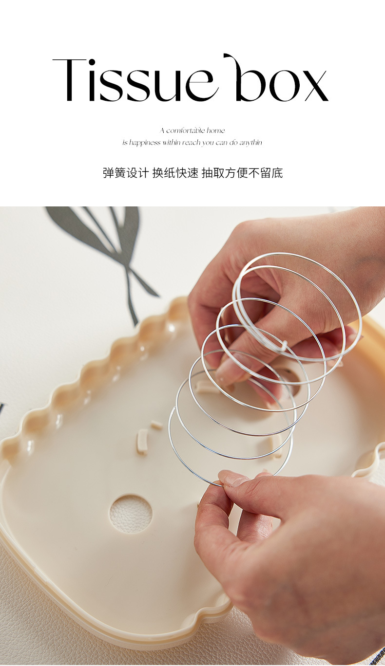 Light luxury spring tissue box, living room coffee table, Nordic-style desktop shell tissue box, cream-style small fragrance tissue box pic 7