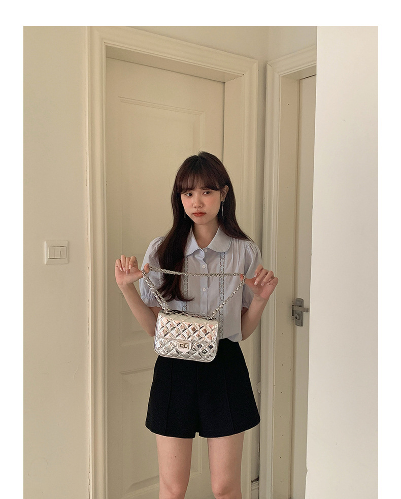 【歌铭】法式复古蕾丝娃娃领减龄衬衫女装夏季新款短袖开衫Y1417F详情12