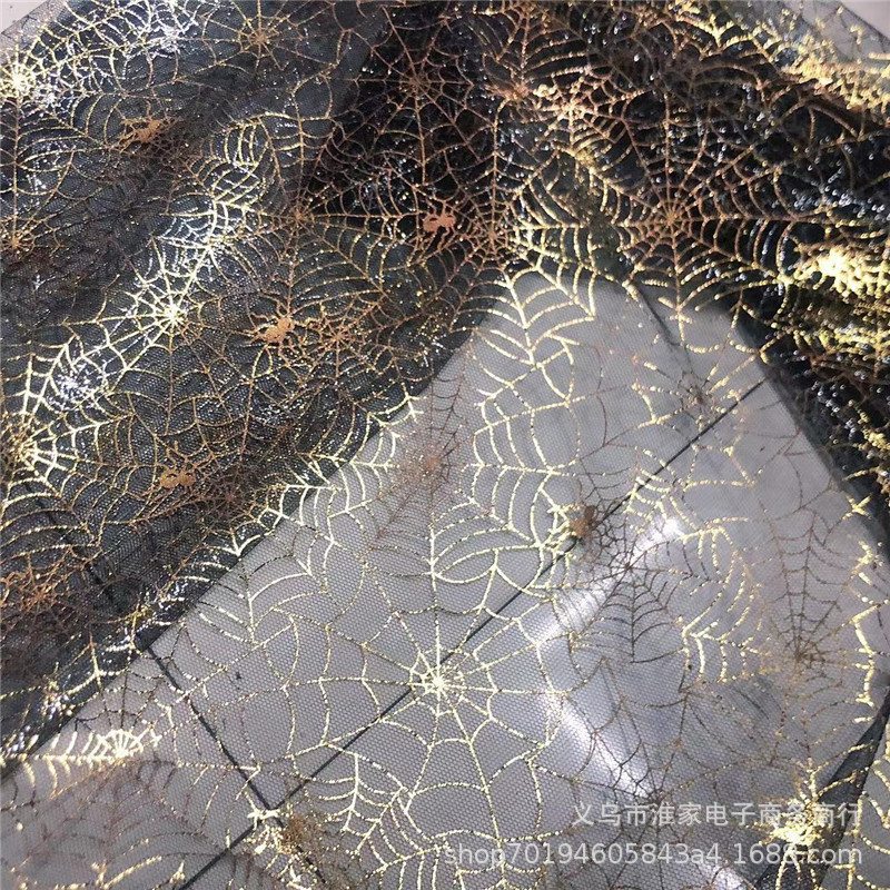 Factory direct sales of bright two-color spider web lace Halloween fabric background tablecloths, clothing accessories pic 5