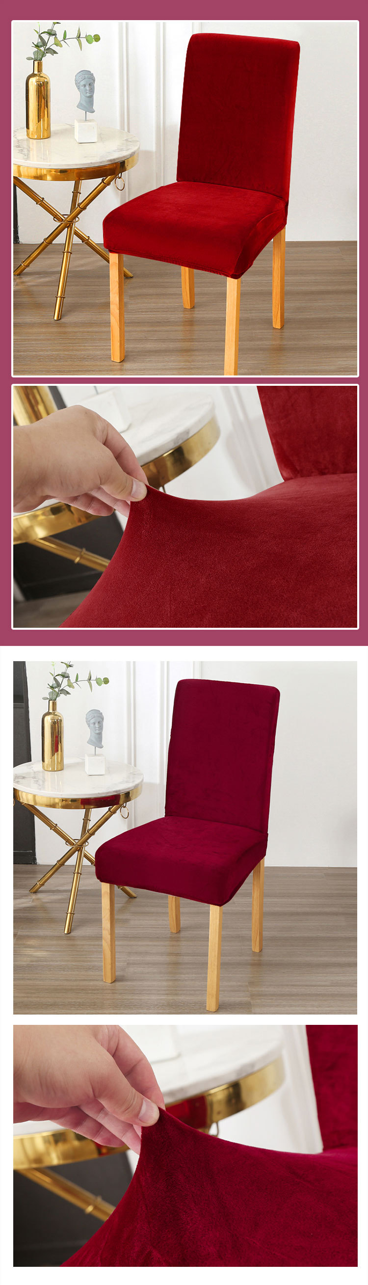 Cross-border thickened super soft chair cover, fully wrapped elastic plush hotel home dining chair cover, solid color simple stool cover pic 19