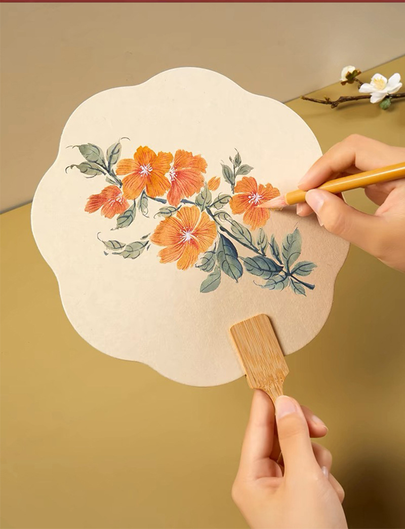 定制宣纸团扇双面空白团扇书法绘画手工古风扇广告宣传扇厂家批发详情3