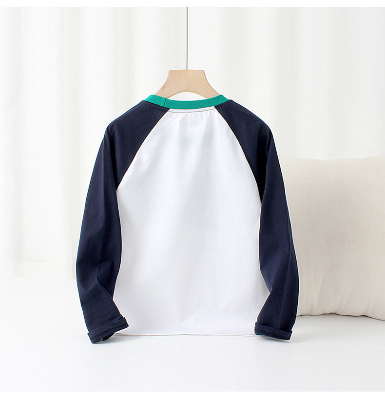 2024春季韩版新款男童长袖T恤 中大童撞色插肩上衣儿童打底衫批发详情55