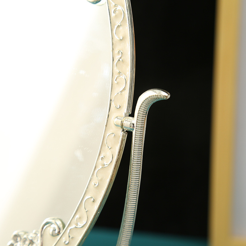 Nordic light luxury metal mirror, desktop double-sided makeup mirror, home retro princess mirror, desktop dressing mirror, beauty mirror pic 8