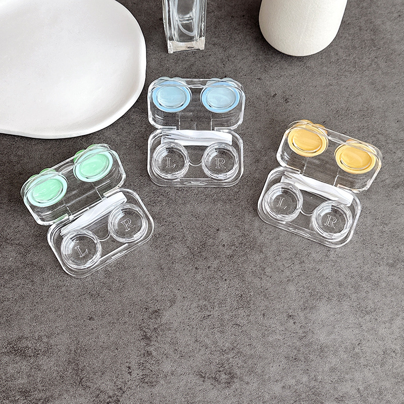 The no-screw cap contact lens case, cute little flower companion box, transparent flip-top one-piece beauty contact box and care box are exclusively for foreign trade pic 6
