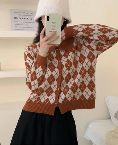 撞色针织开衫上衣女2022秋冬新款宽松慵懒风外穿软糯毛衣外套女装详情10