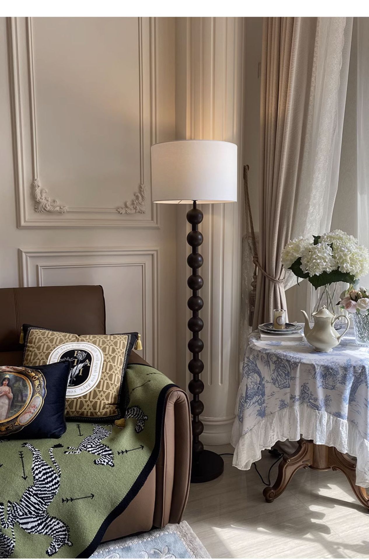 French medieval wabi-sabi style floor lamp for the living room, new Chinese-style American retro solid wood bedroom, high-end atmosphere lighting pic 35