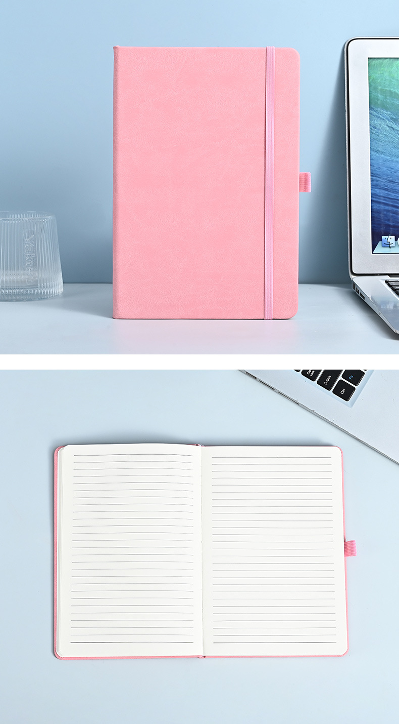 Simple A5 strap notebook with logo printing, high appearance level, business office thickened notebook customization factory batch pic 11