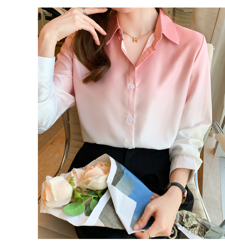 2024秋新款设计感渐变衬衣个性长袖气质百搭宽松显瘦时尚女式衬衫详情16