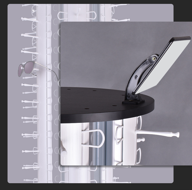 银白色落地眼镜展示架 创意旋转眼镜店太阳镜陈列架 带镜子眼镜架详情12