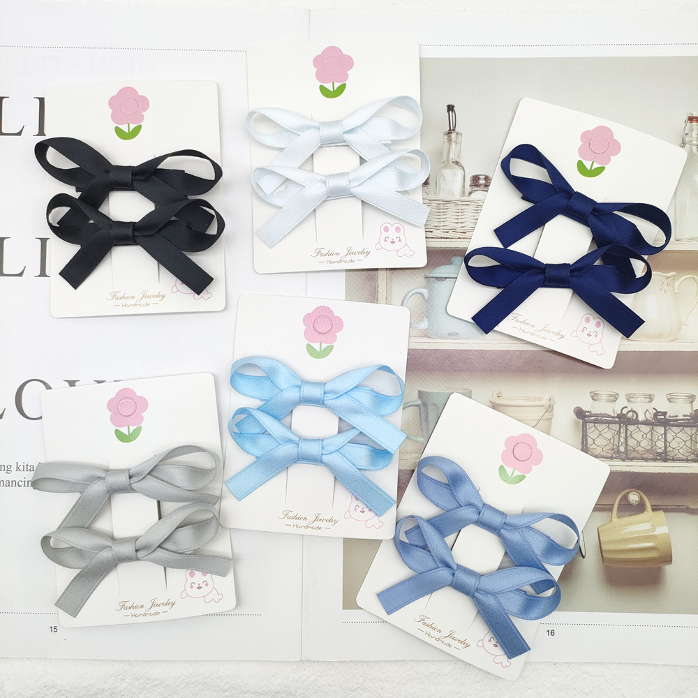 跨境甜美女孩纯色蝴蝶结发夹韩式涤棉氛围感百搭发饰公主刘海头夹详情9