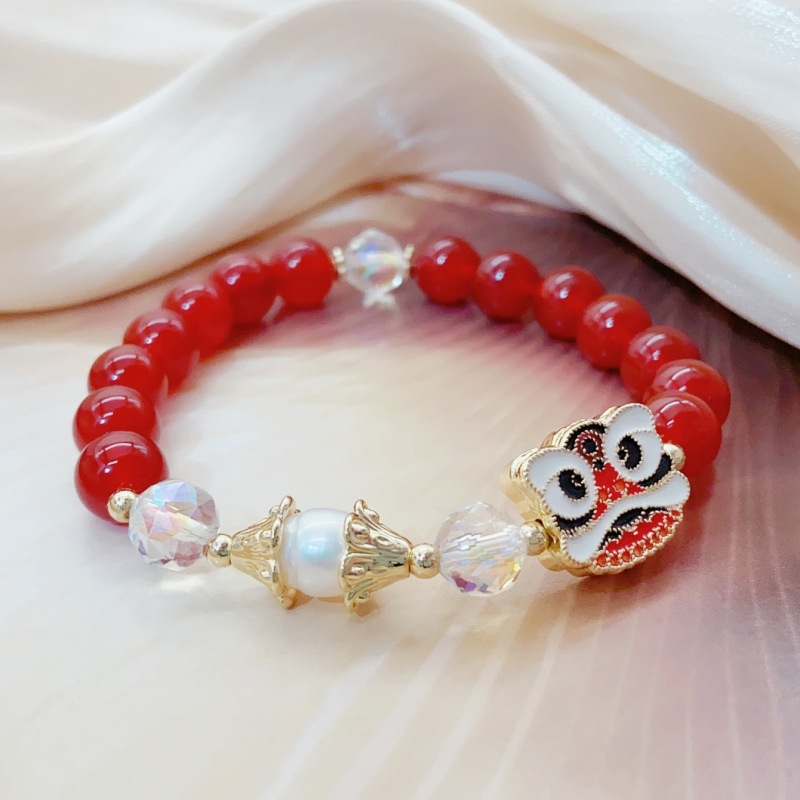 舞狮国风手串闺蜜时尚个性风潮红玛瑙可爱闺蜜详情3