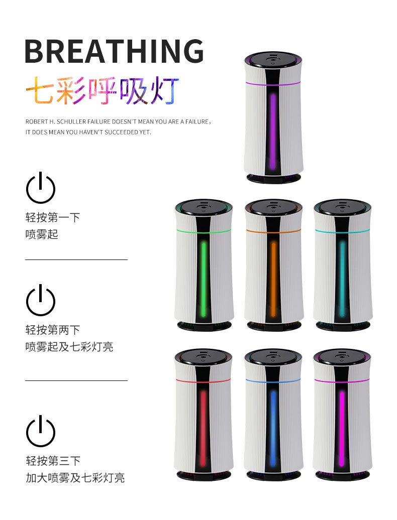 跨境现货小型家用卧室静音大喷雾USB加湿器办公室桌面加精油香薰详情2