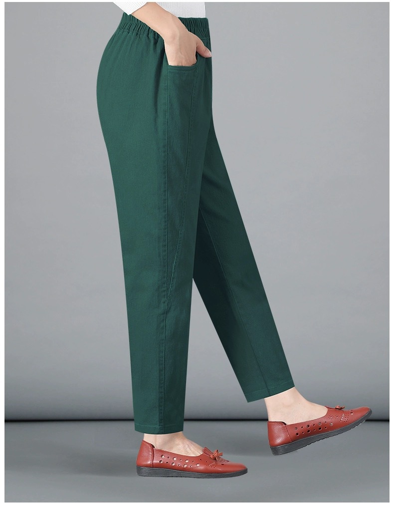 斜纹棉秋冬长裤中老年纯棉弹力女裤中年人春秋款外穿宽松直筒详情21