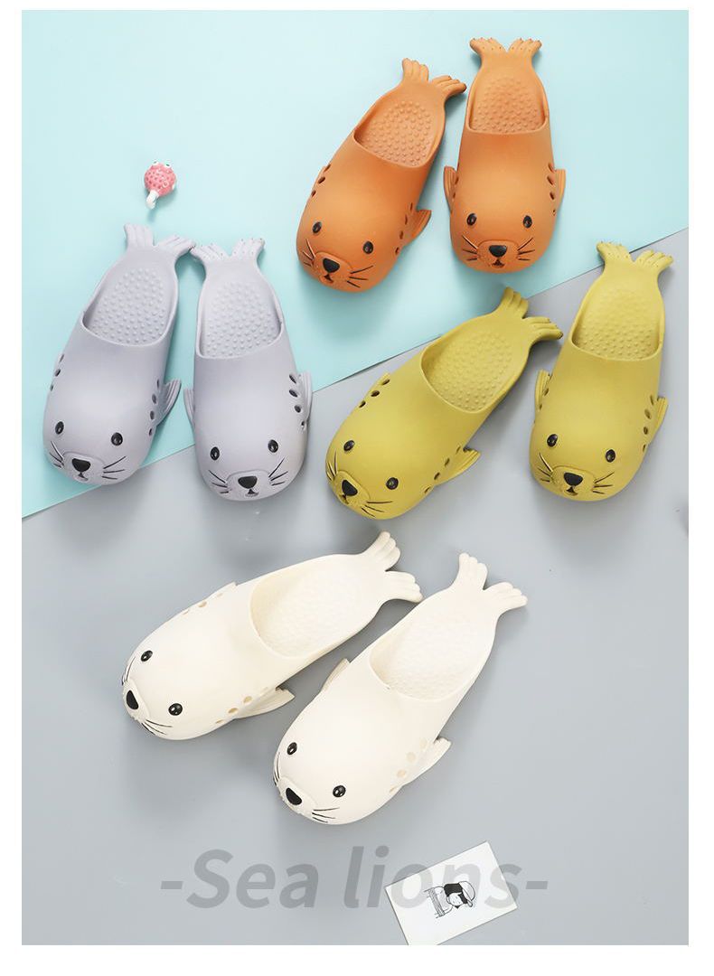 New sea lion couple slippers for women, cartoonish and cute summer, girlish cool slippers for home wear, beach headscarves for men pic 17