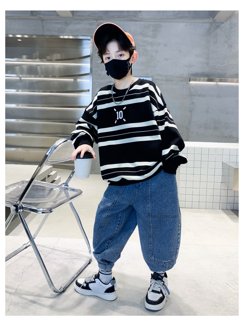 男童卫衣春秋款2023新款儿童春装长袖上衣男孩韩版中大童春季条纹详情3