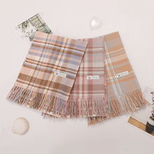 韩版秋冬季加厚女士格子围巾长款保暖仿羊绒流苏围巾披肩厂家批发详情42