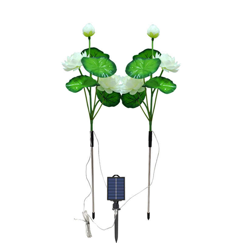 Three solar-powered lotus lamps, LED solar lotus lamps, lawn ground insertion lamps, simulated flower lamps and pole lamps pic 3