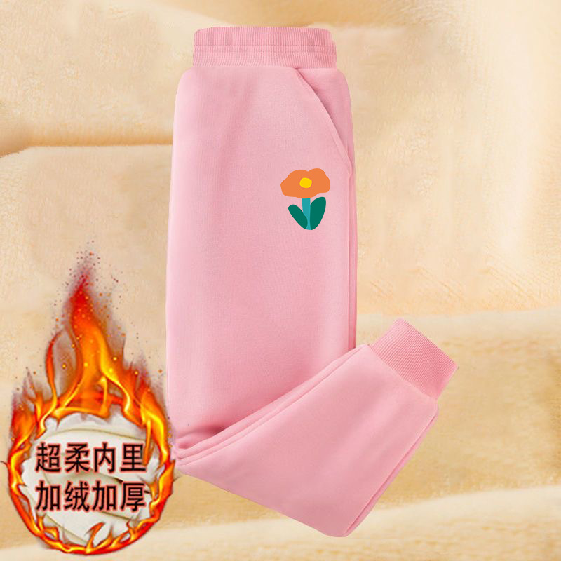 女童加绒裤子男童棉裤秋冬季加厚一体绒保暖外穿儿童休闲运动卫裤详情22