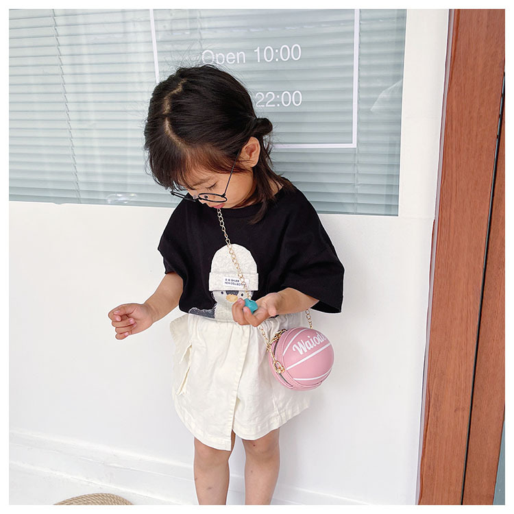 儿童包包新款蓝球零钱小包时尚女童迷你链条单肩斜挎包圆球包批发详情14