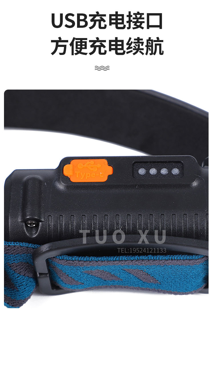 Headlamp strong light charging ultra-bright head-mounted flashlight, night fishing special sensor floodlight cob headband led lighting lamp pic 13