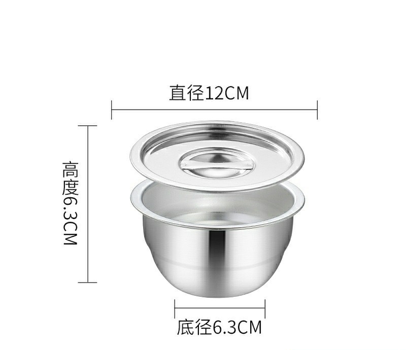 Wholesale 304 stainless steel steamed egg bowls, household covered stewing cups, baby food bowls, steaming rice and egg custard bowls over water pic 1