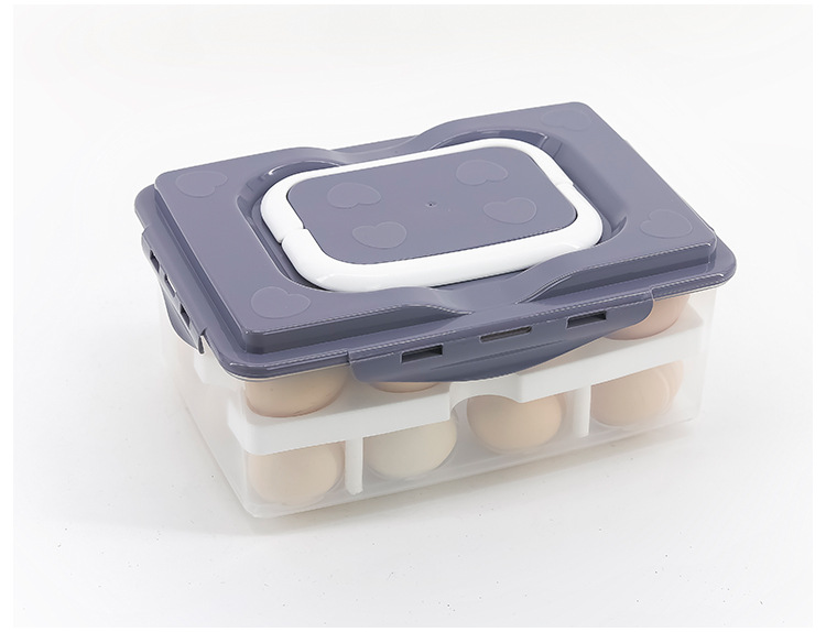 Plastic preservation box, 24-compartment egg box, refrigerator preservation storage box, double-layer tray packaging box, egg box pic 8