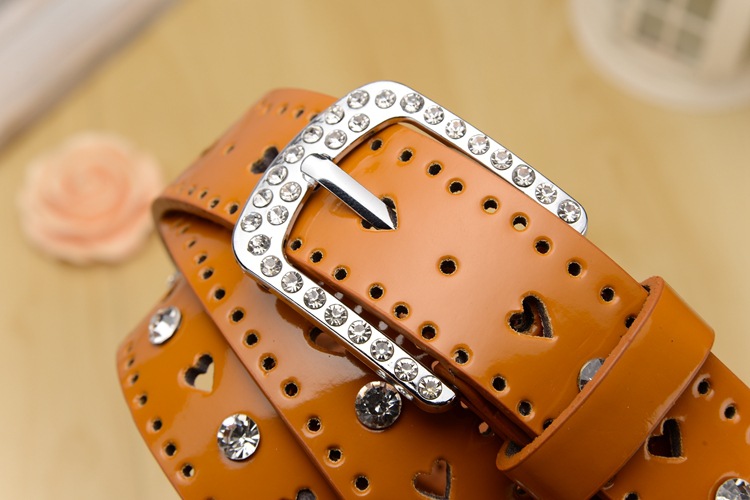 糖果色时尚装饰细腰带女韩版  皮带女款 水钻桃心腰带详情10